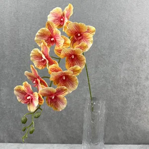 Kunstmatige phalaenopsis orchidee tak detail, 9 bloemhoofdjes, realistische huisdecoratie.