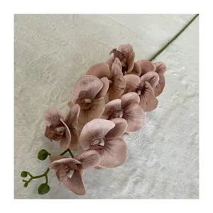 High-simulation 9-head fabric artificial phalaenopsis orchid fake flower home hotel decor.