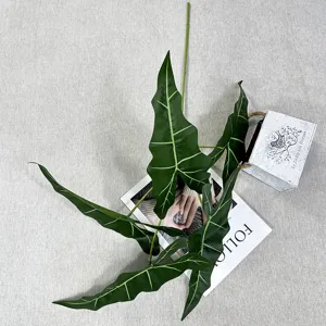 Tige de feuille d'alocasia artificielle plante verte déco de table composition florale