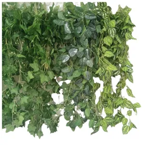 Artificial hanging plants vines green leaves fake foliage for home wedding wall decor 7 forks