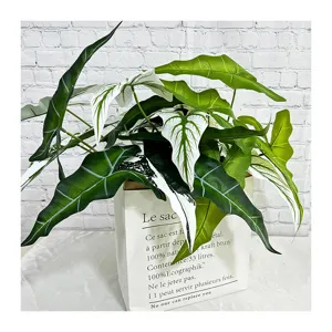 Plante Alocasia artificielle en pot sac en papier décoration maison feuillage vert