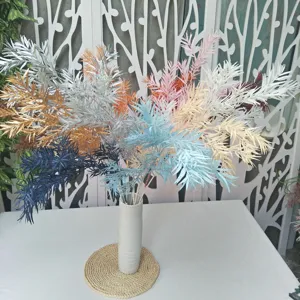 Artificial frosted bamboo leaves plastic foliage branches for wedding party floral arrangement decor