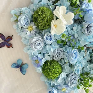 Pannelli decorativi per pareti di fiori artificiali blu per sfondo matrimonio hotel
