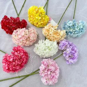 Artificial hydrangea single stem fake silk flower for wedding party home decoration