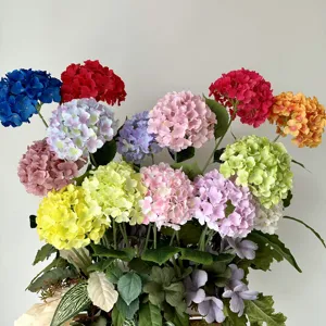Artificial Hydrangea Flowers Colorful Silk Faux Bouquet for Wedding Home Decor Party