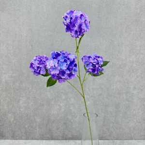 Künstliche lila Hortensie Blumenstrauß 4 Köpfe Seidenblumen Arrangement Heimdekoration