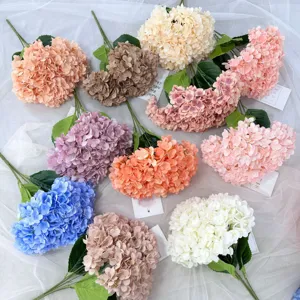 Artificial hydrangea flower bouquets multi-color fake floral for home wedding decor