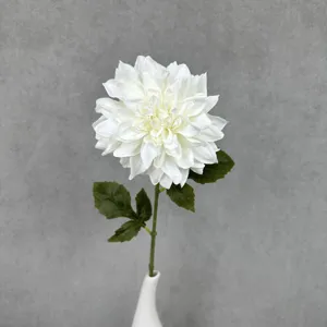 Single white dahlia artificial flower for home decor wedding arrangement and table centerpiece