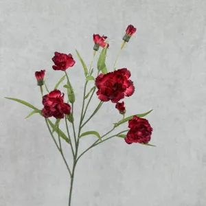 Artificial multi-head carnation flower branch for home decor and wedding arrangement main view.