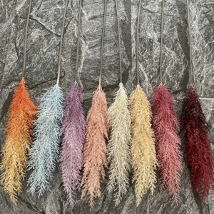 Artificial pampas grass plastic fake plant home room decor colorful long stem floral branch
