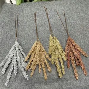Ensemble de branches de blé et de roseaux pailletées, plante artificielle colorée.
