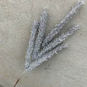 Branche de roseau artificielle pailletée argentée, idéale pour la déco maison et mariage.