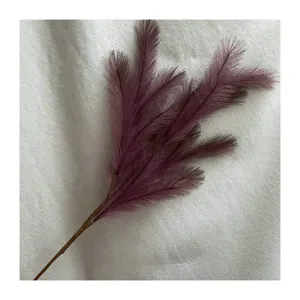 Artificial purple pampas grass faux reed branch for wedding home decor floral arrangement.
