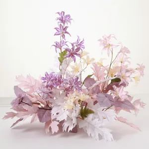 Artificial Lily Flowers 12 Heads Silk Cloth Fake Flower Branches For Wedding Home Decor Photography Props