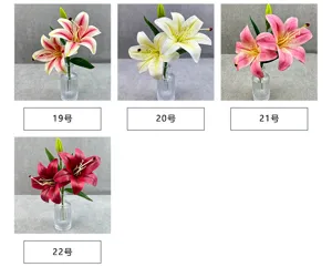 Ensemble de fleurs de lys artificielles avec vase en verre décor 3D mariage maison