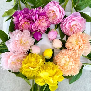 Artificial peony flowers bouquet colorful silk for home decor and wedding decoration supply