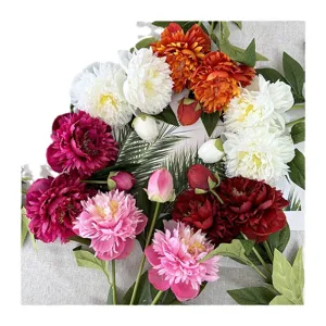 Artificial peony flowers multi-color silk floral bouquet for home decor wedding party