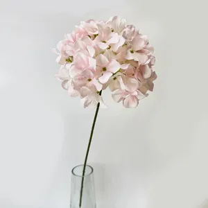 Artificial pink hydrangea flower single stem silk floral arrangement for home wedding decor