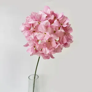 Artificial pink hydrangea single stem flower for wedding home decor floral arrangement vase
