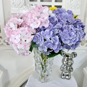 3D artificial hydrangea flower bouquet for home wedding decor, realistic fake floral arrangement.