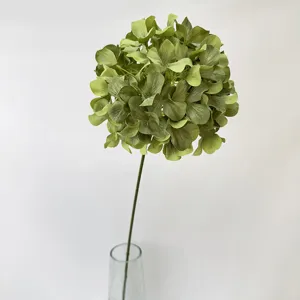 Artificial hydrangea flower single branch green silk floral for wedding arch decoration
