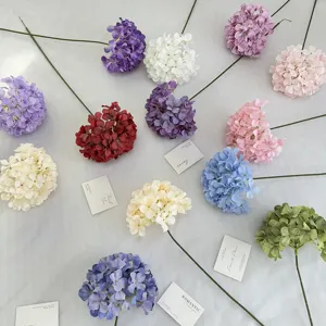 Artificial Silk Hydrangea Flower Single Branch Fake Hydrangeas For Wedding Arch Home Decor Floral Arrangement Party Supplies