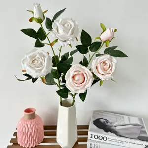 Kunstmatig Room Rozenbloem Boeket Simulatie Zijde Roos Voor Bruiloft Huis Feest Decoratie Bloemstuk