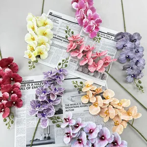 Kunstmatige phalaenopsis orchidee 9-hoofd golvende nepbloemen voor thuis bruiloft