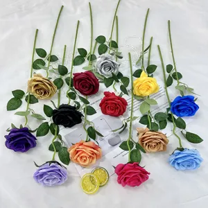 Artificial single rose flower for wedding decoration floral arrangement home decor