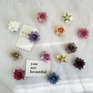 Colorful artificial rose flower brooches set, versatile hair clips and wedding decor accessories.