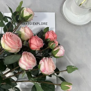 Elegant artificial pink roses bouquet for home decor wedding table floral arrangement aesthetic.
