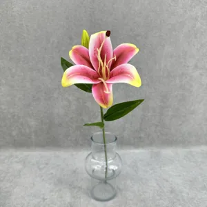 Artificial lily flower stem for home decoration, wedding floral arrangement and events.
