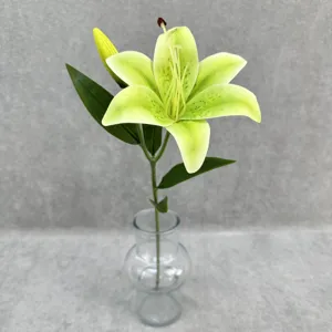 Artificial lily flower single stem faux floral home wedding decor glass vase arrangement