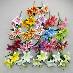 Bouquet de fleurs de lys artificielles touche 3D décoration pour mariage et maison