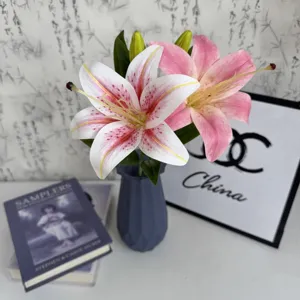 3D printed artificial lily flower single stem fake floral arrangement for home wedding decor