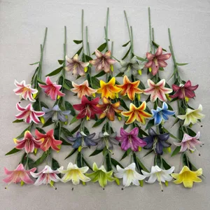 3D artificial lily single stem flower for wedding decoration and floral arrangement backdrop