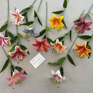 Artificial 3D print lily flower single stem fake floral for wedding home decor