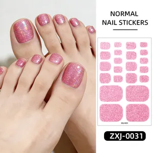 Adesivi per unghie dei piedi glitterati rosa per donne, unghie finte impermeabili.