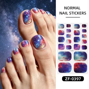 Stickers pour ongles d'orteils avec design dégradé ciel étoilé, idéaux pour la plage.