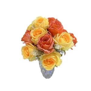 Artificial rose bouquet 7 heads silk flowers for wedding party home table decoration.