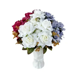Artificial rose bouquet vintage silk flowers for home decor and wedding party arrangement