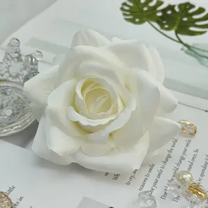 Artificial white rose flower head for wedding decoration, floral arrangement, party backdrop decor.