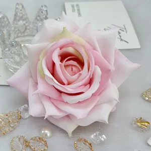 Artificial rose flower head pink gradient wedding decor DIY garland box floral craft accessory