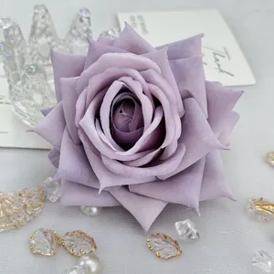 Artificial purple rose flower head for wedding decoration, DIY garlands and gift boxes.
