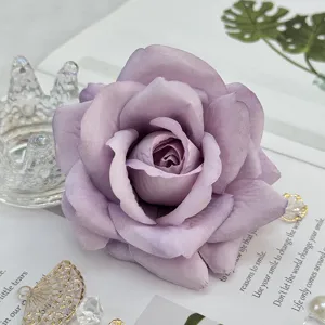 Lavender artificial rose flower head detail shot, perfect for floral arrangement