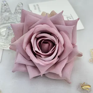 Artificial rose flower head detail for wedding decoration, DIY floral wreaths, and craft gift boxes.
