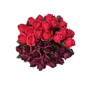Künstlicher künstliche Rosen Blumenstrauß 18 Köpfe zweifarbig Seidenblumen für Dekoration
