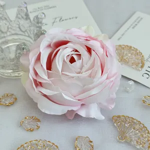 Tête de rose artificielle rose pour bricolage DIY, décoration de mariage et accessoires.