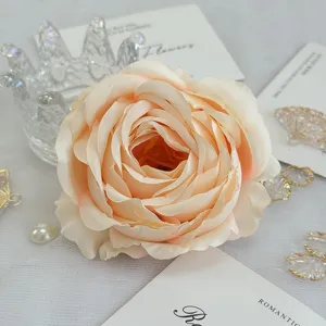 Tête de fleur de rose à bord roulé artificiel Décoration de mariage DIY accessoire de photographie