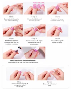 Rosa glitzernde Gel Nagel Wraps einfache Anwendung UV freie Nagelkunst Aufkleber.